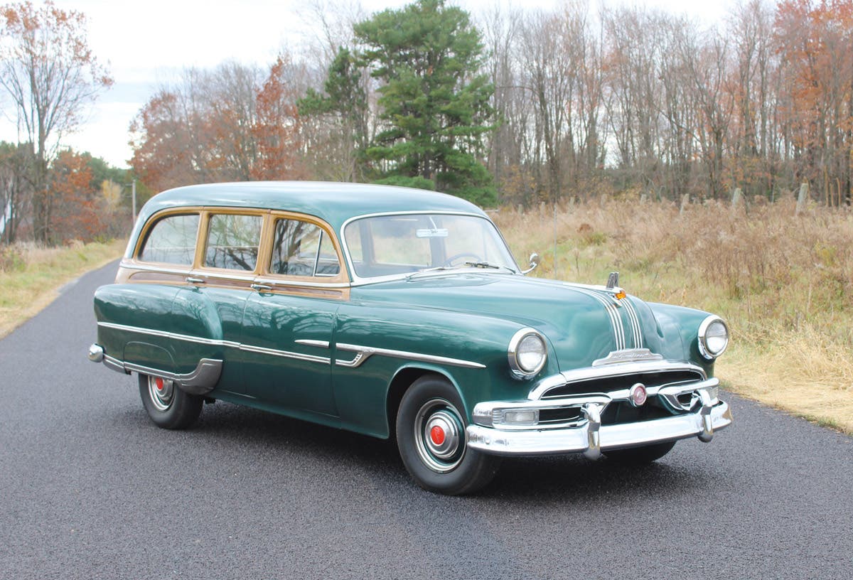 This 1953 Pontiac Chieftain “tin woodie” wagon is a stunner!
